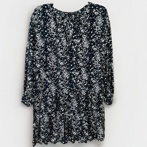 Zara Women's Black and White Floral Mini Dress Size M Flowy Long Sleeves
